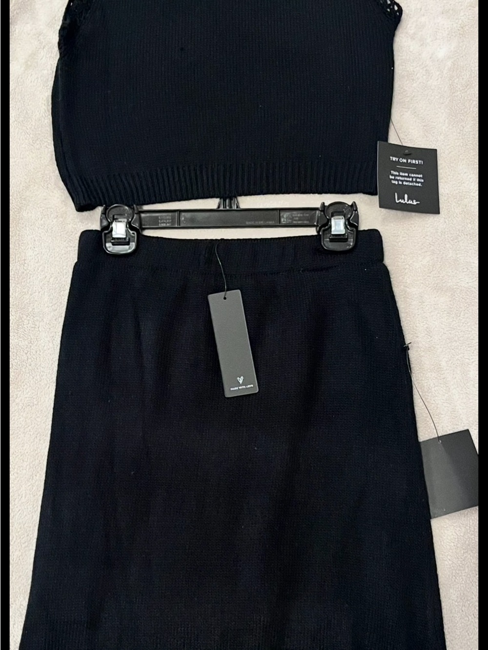 Lulus Black Fringe Hem Women's Skirt and Top - Picture 3 of 5